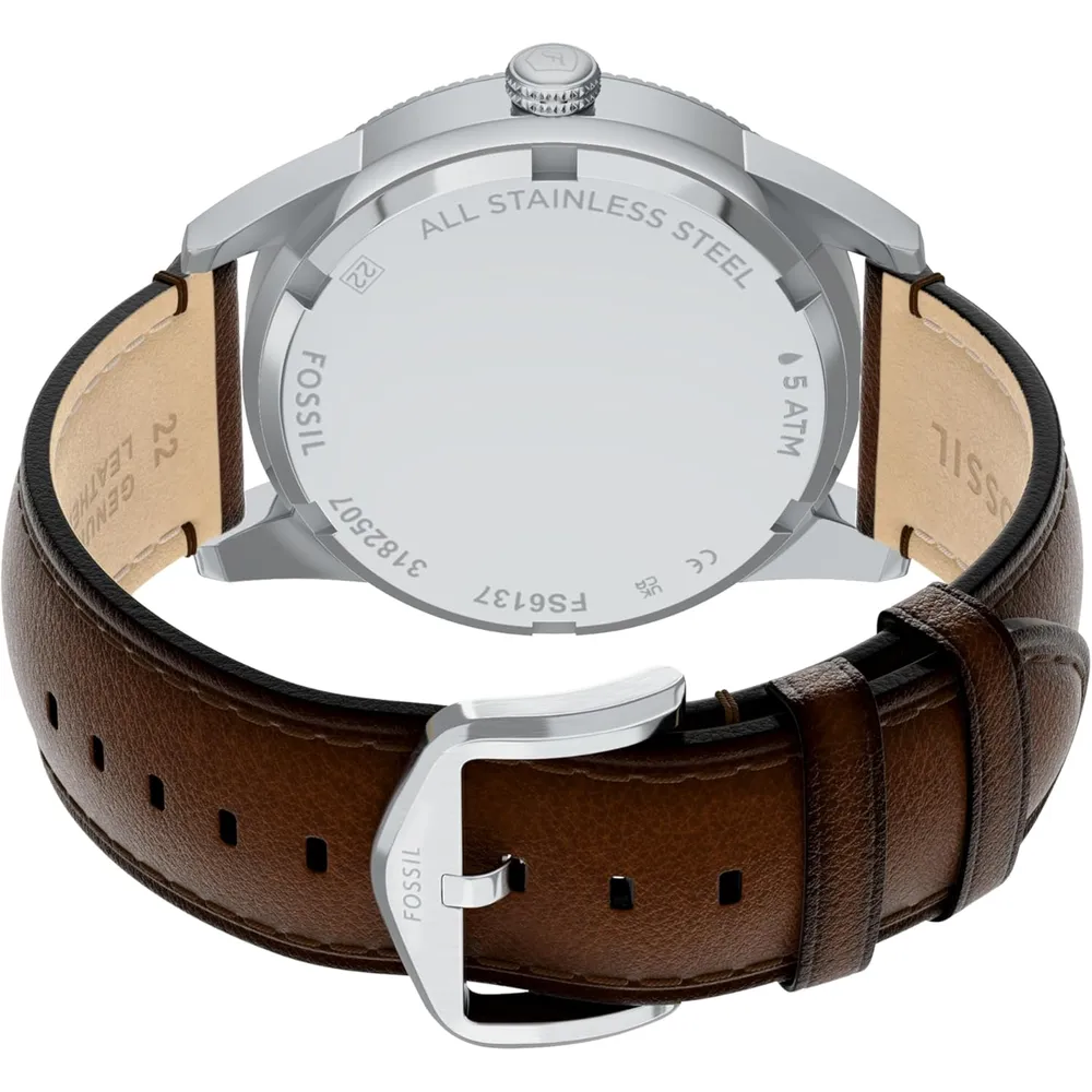 Fossil reloj multifunción Pearson para hombre, acero inoxidable | Marrón/ Verde