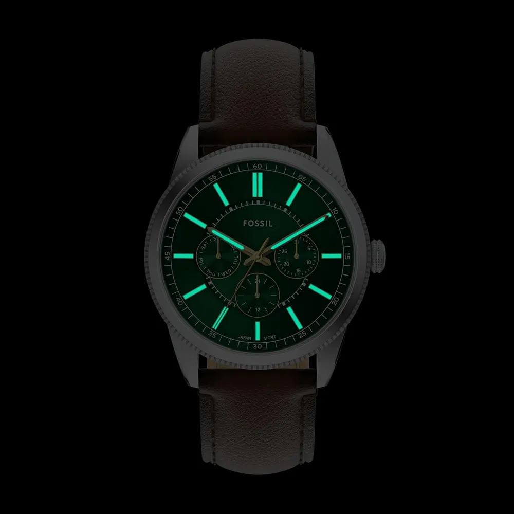 Fossil reloj multifunción Pearson para hombre, acero inoxidable | Marrón/ Verde