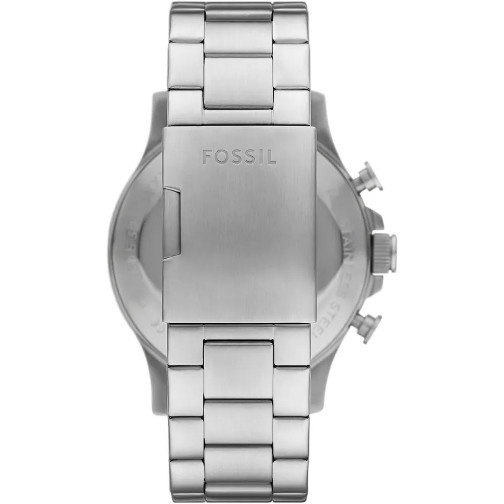Fossil reloj cronógrafo Nate de cuarzo para hombre, acero inoxidable | Plateado