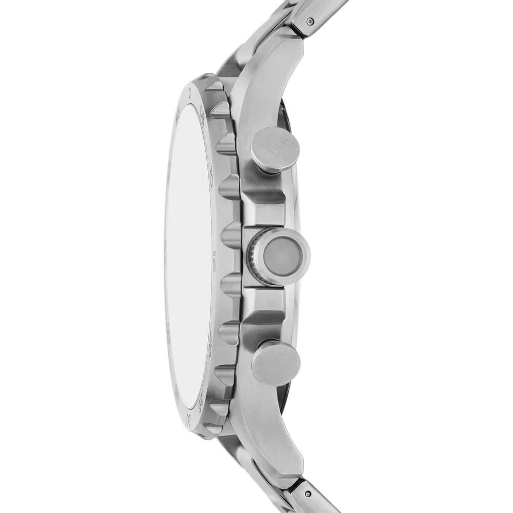 Fossil reloj cronógrafo Nate de cuarzo para hombre, acero inoxidable | Plateado