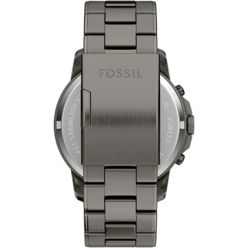 Fossil reloj cronógrafo Grant de cuarzo para hombre, acero y cuero | Gris/ Azul