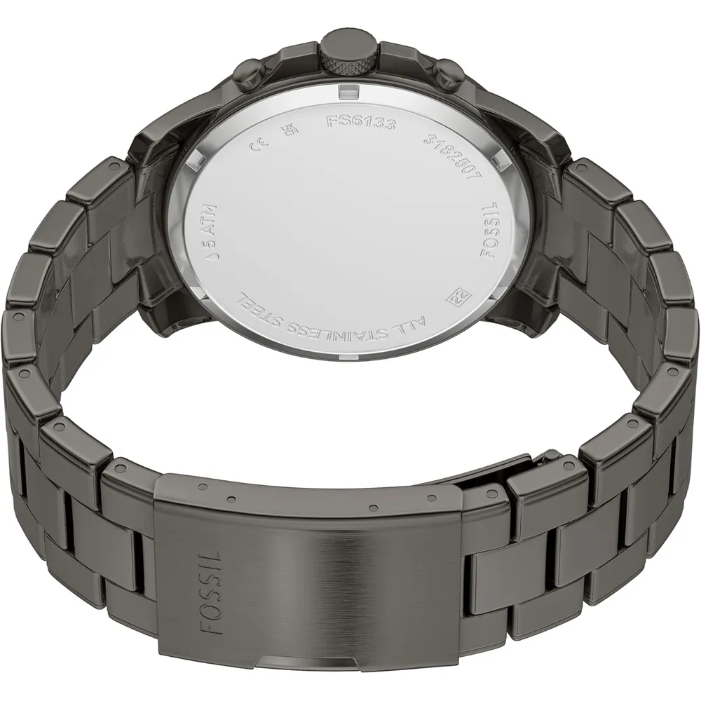 Fossil reloj cronógrafo Grant de cuarzo para hombre, acero y cuero | Gris/ Azul