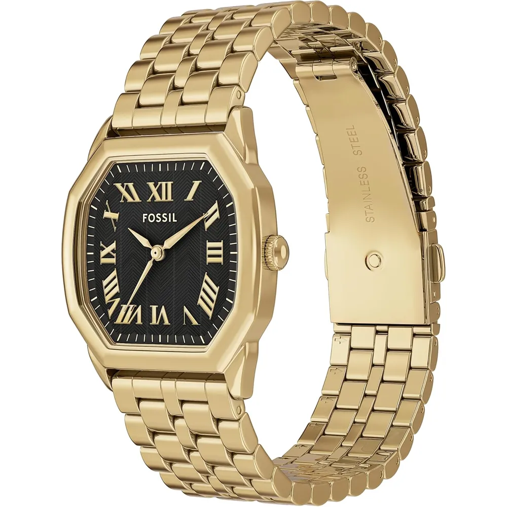 Fossil reloj de cuarzo Harlow para mujer, acero inoxidable | Oro/negro