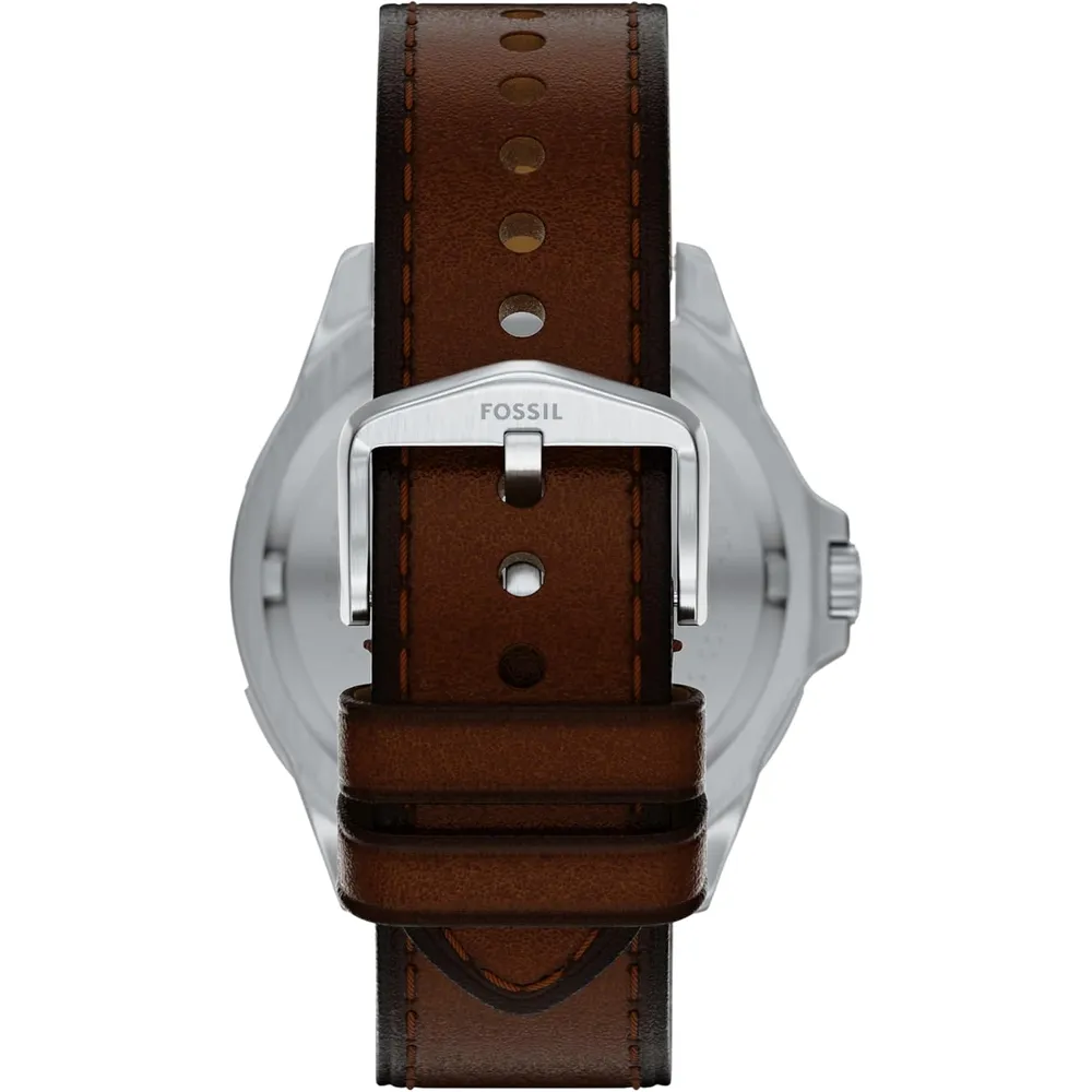 Fossil reloj multifunción Garrett para hombre, acero inoxidable | Marrón/ Verde