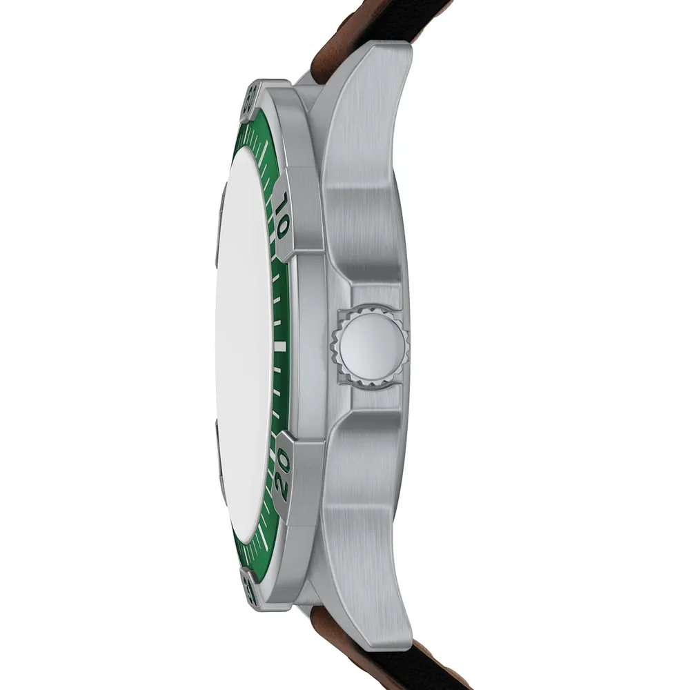 Fossil reloj multifunción Garrett para hombre, acero inoxidable | Marrón/ Verde