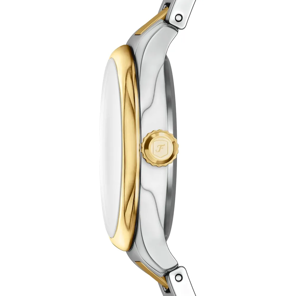 Fossil reloj de cuarzo Gilmore para mujer, acero inoxidable | Plateado/ Dorado