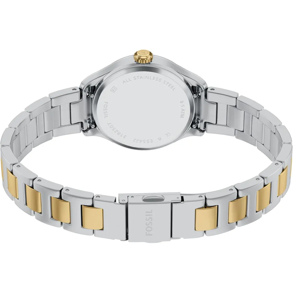 Fossil reloj de cuarzo Gilmore para mujer, acero inoxidable | Plateado/ Dorado