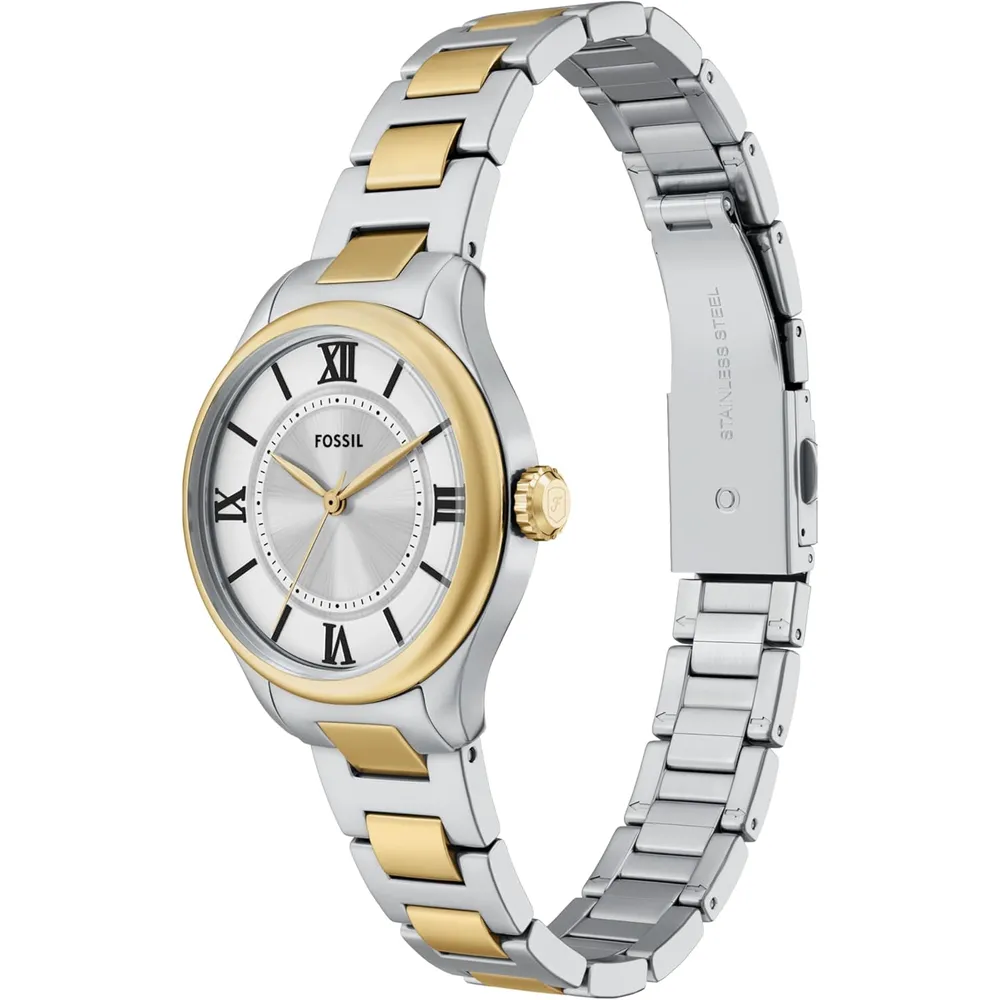 Fossil reloj de cuarzo Gilmore para mujer, acero inoxidable | Plateado/ Dorado