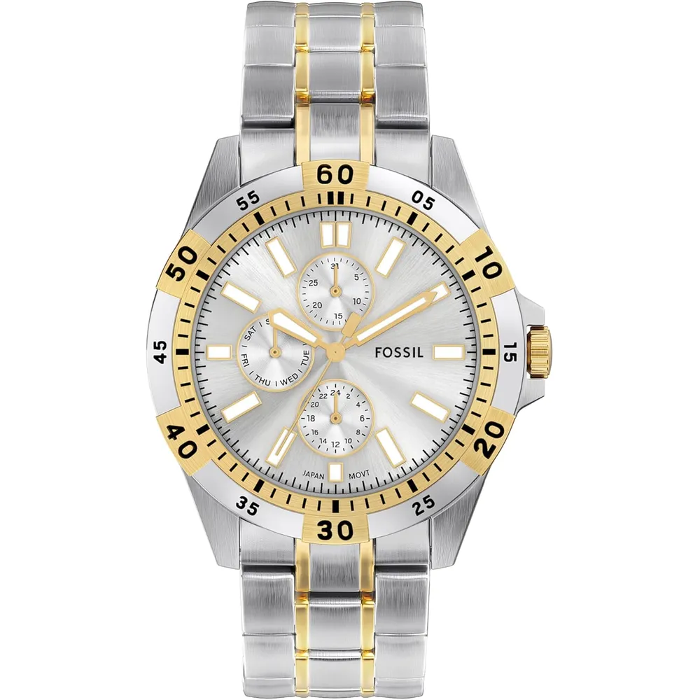 Fossil reloj multifunción Garrett para hombre, acero inoxidable | Plateado