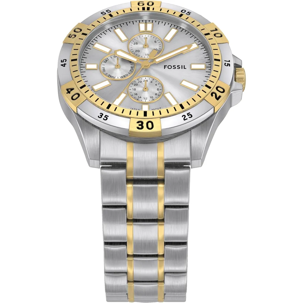 Fossil reloj multifunción Garrett para hombre, acero inoxidable | Plateado