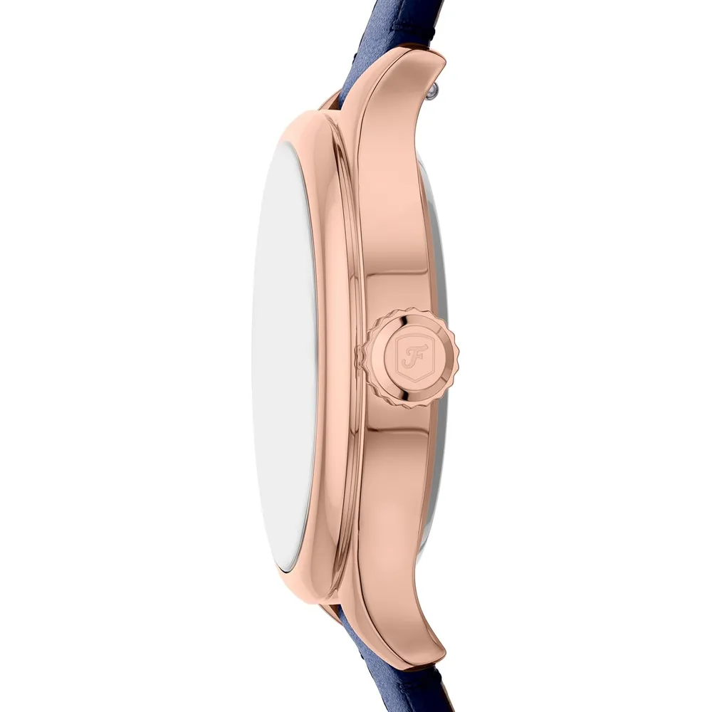b0fcvj3xvx_2_webp.webp Fossil reloj de cuarzo Gilmore para mujer, acero inoxidable | Oro rosa/ Azul