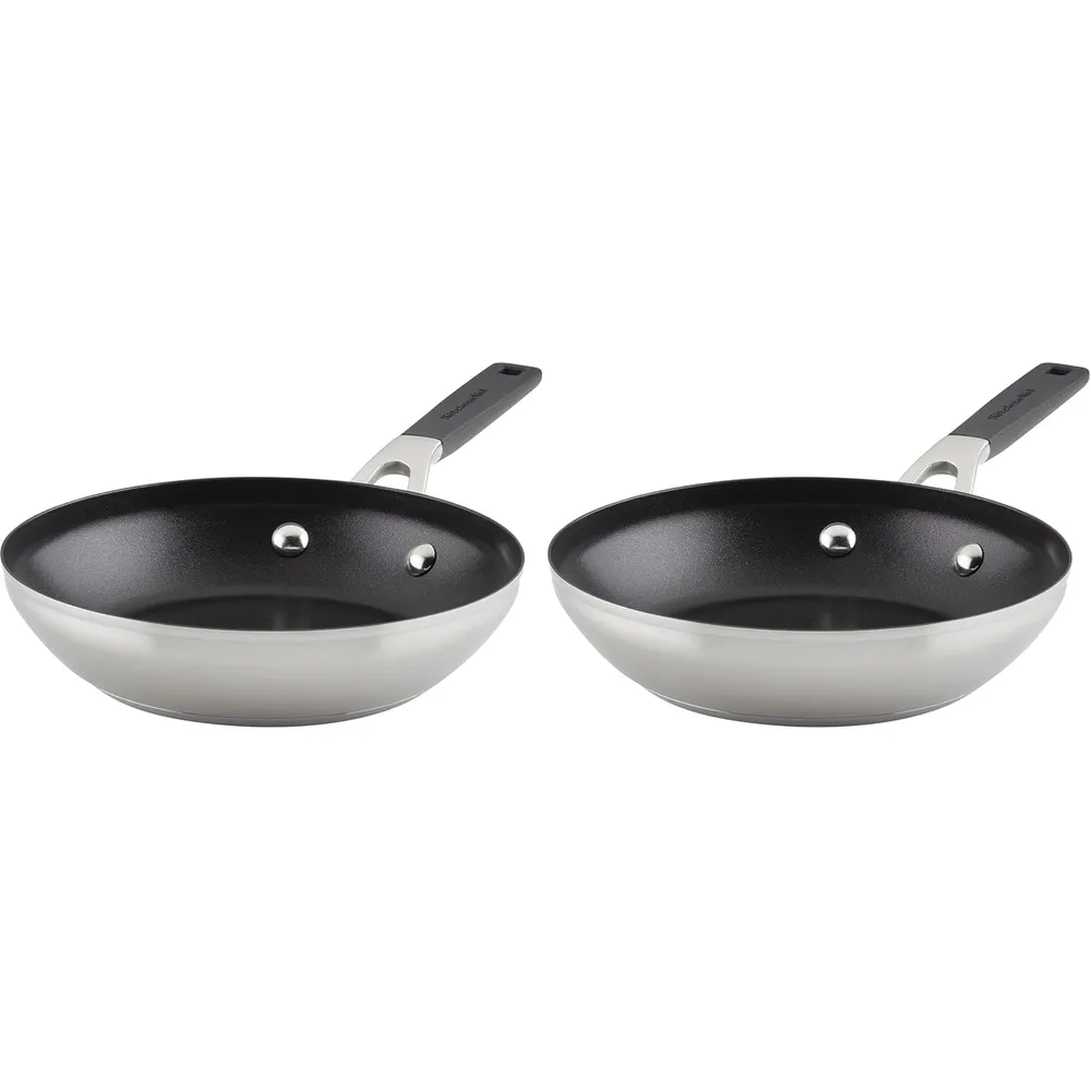 KitchenAid sartenes antiadherentes 20 cm, acero inoxidable cepillado (2 pzas)