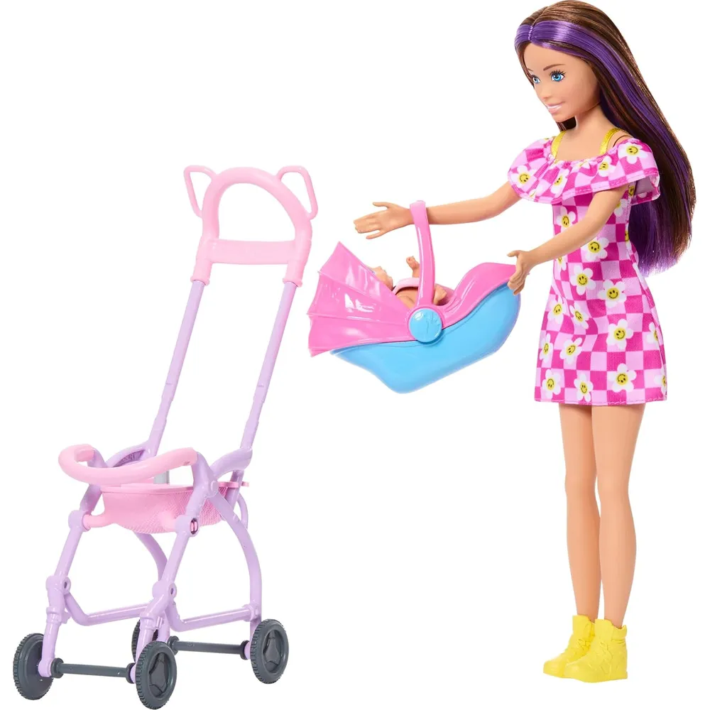 BARBIE SKIPPER BABYSITTERS SET CON BEBÉ Y COCHECITO