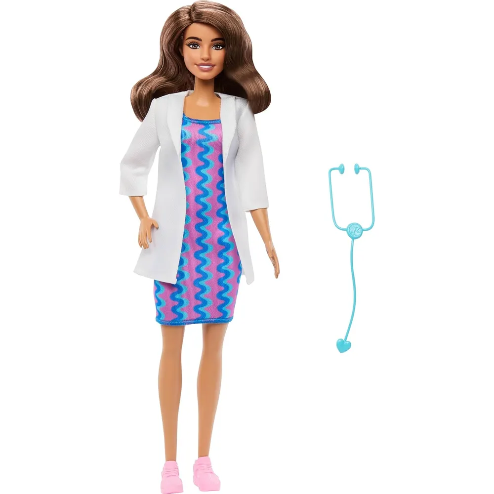 BARBIE DOCTORA MUÑECA CON BATA Y ESTETOSCOPIO