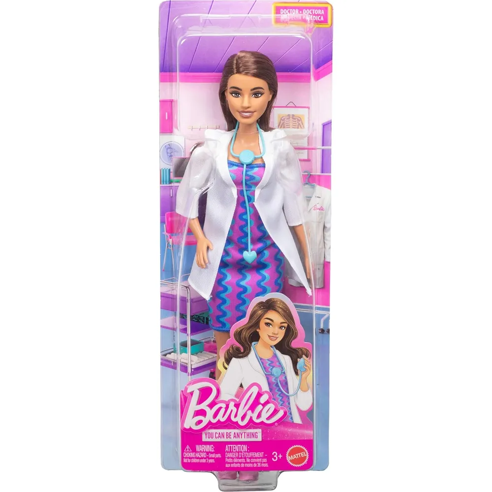 BARBIE DOCTORA MUÑECA CON BATA Y ESTETOSCOPIO