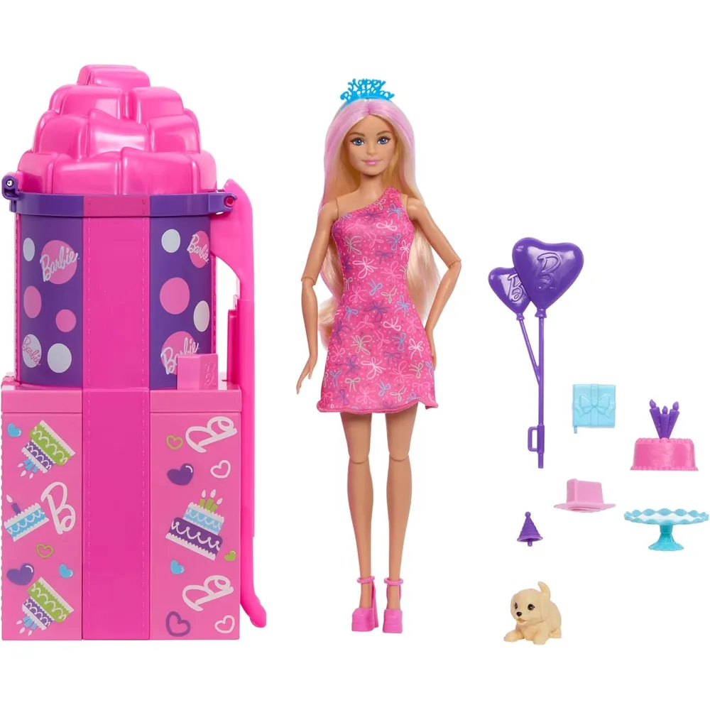 BARBIE RISE SURPRISE CUMPLEAÑOS MASCOTAS MUÑECA CON SORPRESAS