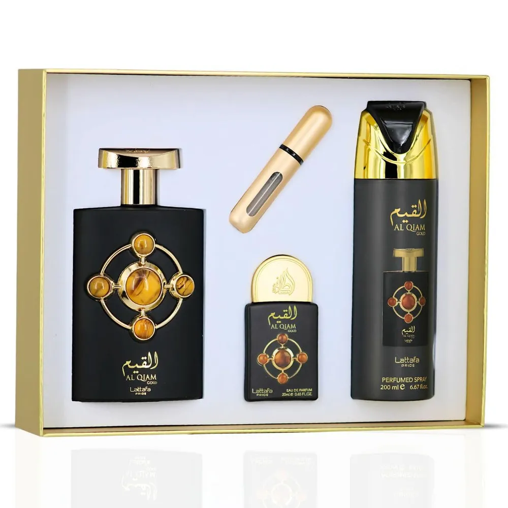 SET DE PERFUME LATTAFA PRIDE AL QIAM GOLD 3 PZS EDP HOMBRE