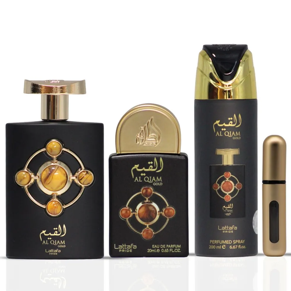 SET DE PERFUME LATTAFA PRIDE AL QIAM GOLD 3 PZS EDP HOMBRE