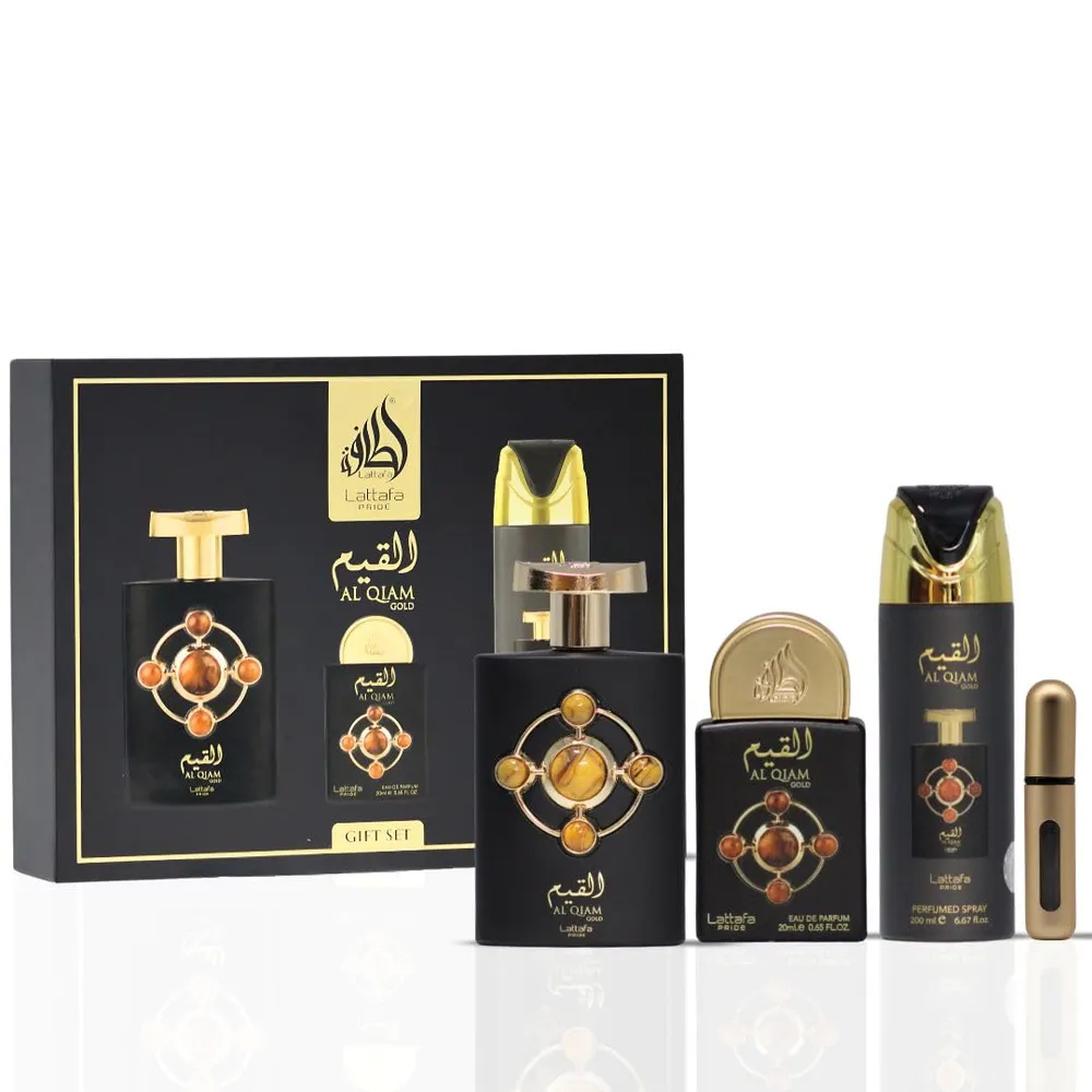 SET DE PERFUME LATTAFA PRIDE AL QIAM GOLD 3 PZS EDP HOMBRE