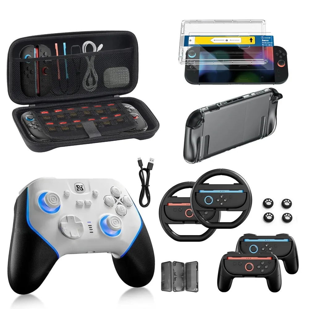 KIT DE ACCESORIOS 16 EN 1 PARA NINTENDO SWITCH 2 | NEGRO Y BLANCO
