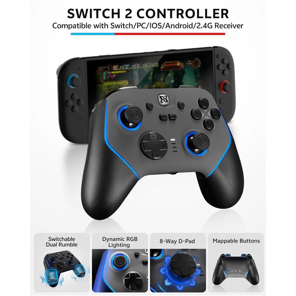 b0ffz64sfv_2_webp.webp KIT DE ACCESORIOS 16 EN 1 PARA NINTENDO SWITCH 2 | NEGRO Y GRIS