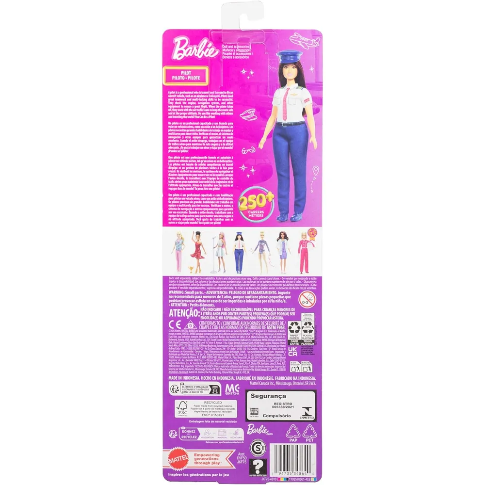 BARBIE PILOTO MUÑECA CON UNIFORME Y SOMBRERO