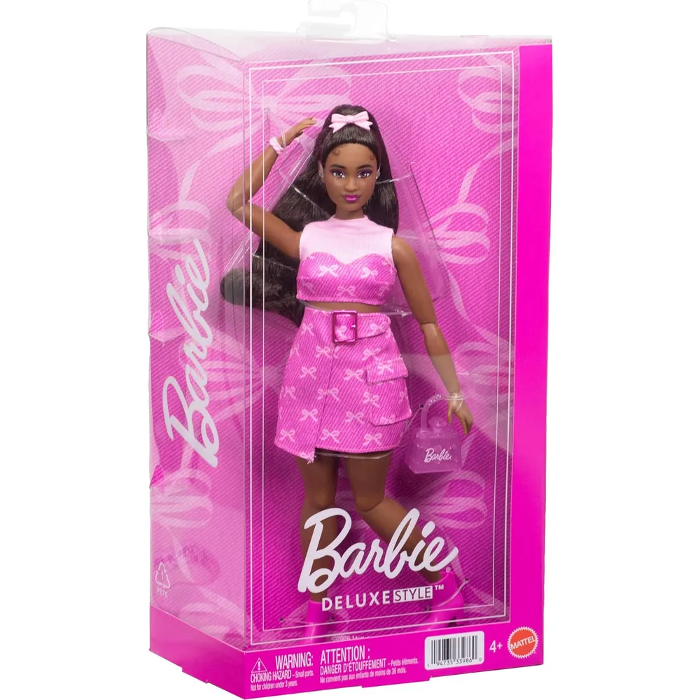 BARBIE DELUXE ESTILO MUÑECA CABELLO NEGRO DENIM ROSA