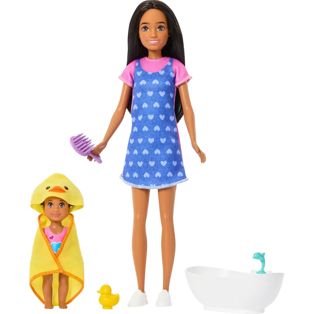 BARBIE SKIPPER BABYSITTERS SET BAÑO CON ACCESORIOS