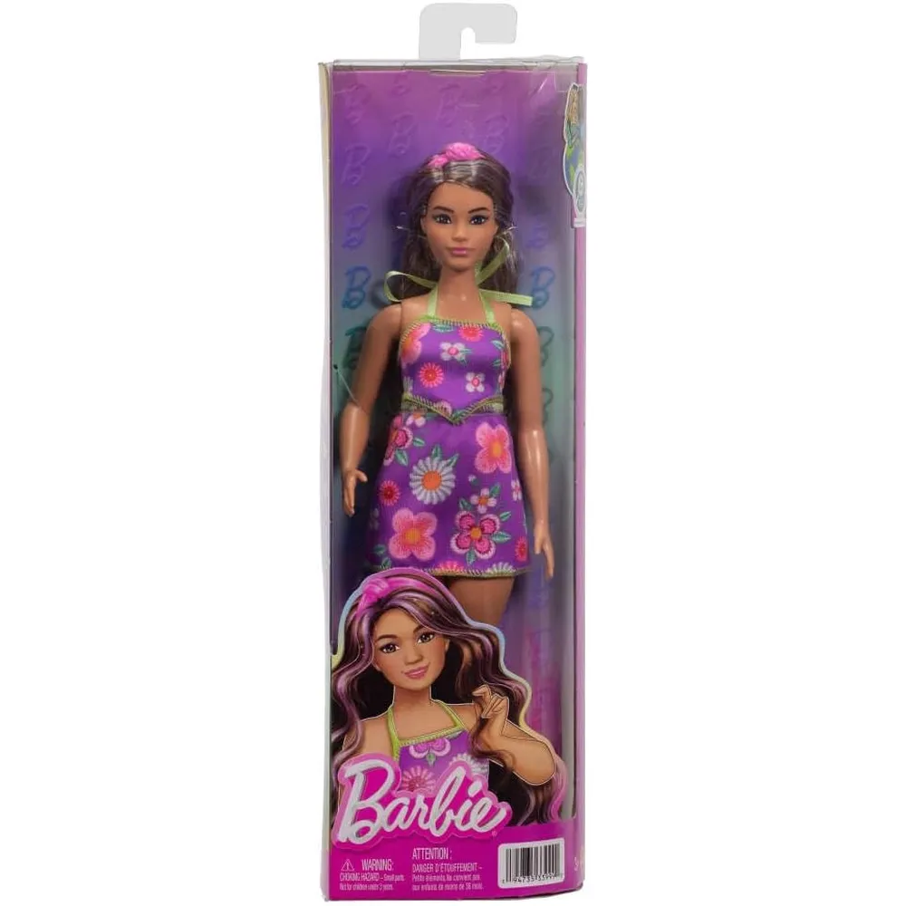 BARBIE FASHIONISTAS CABELLO CASTAÑO MECHAS MORADAS