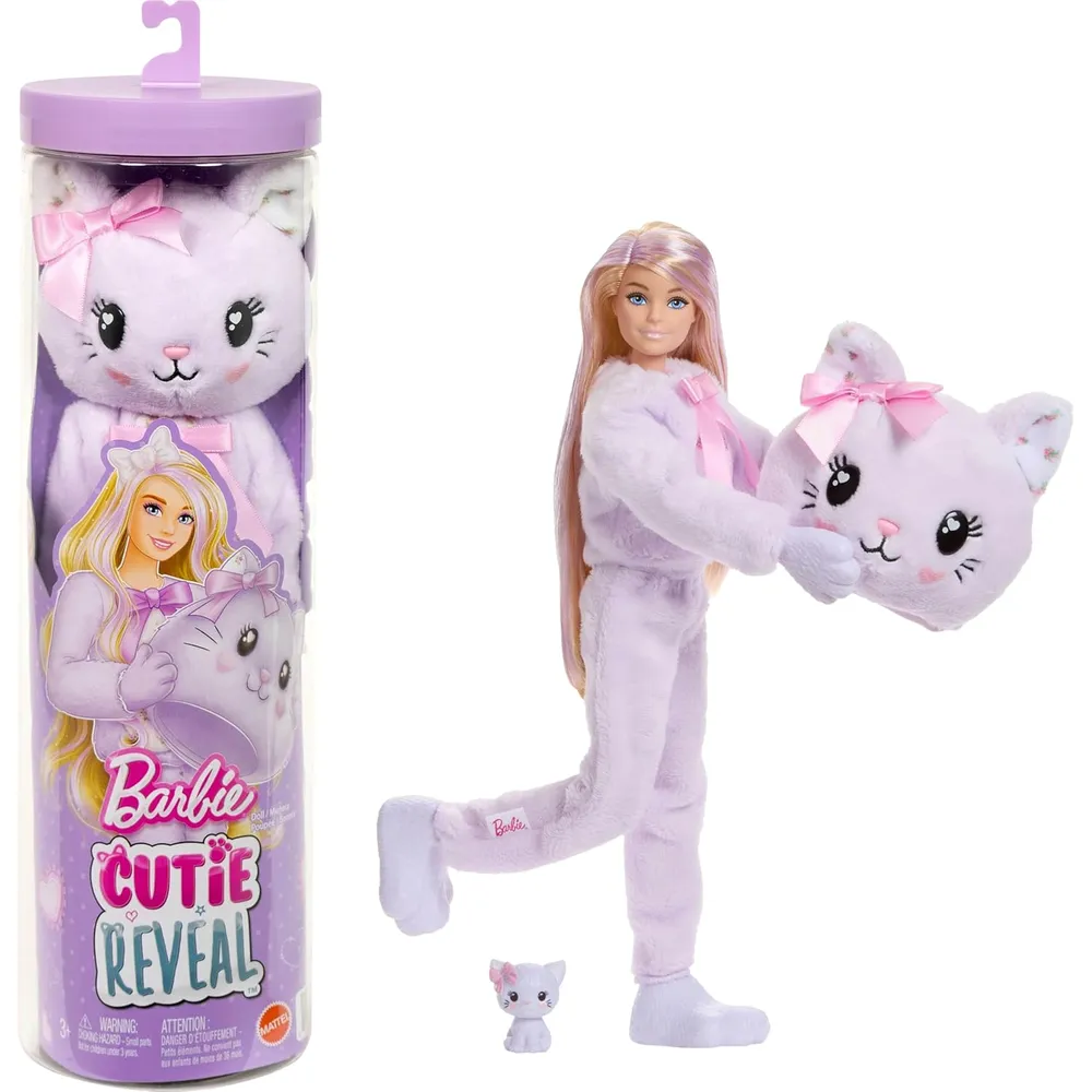 BARBIE CUTIE REVEAL GATITO CUDDLY MUÑECA CON SORPRESAS