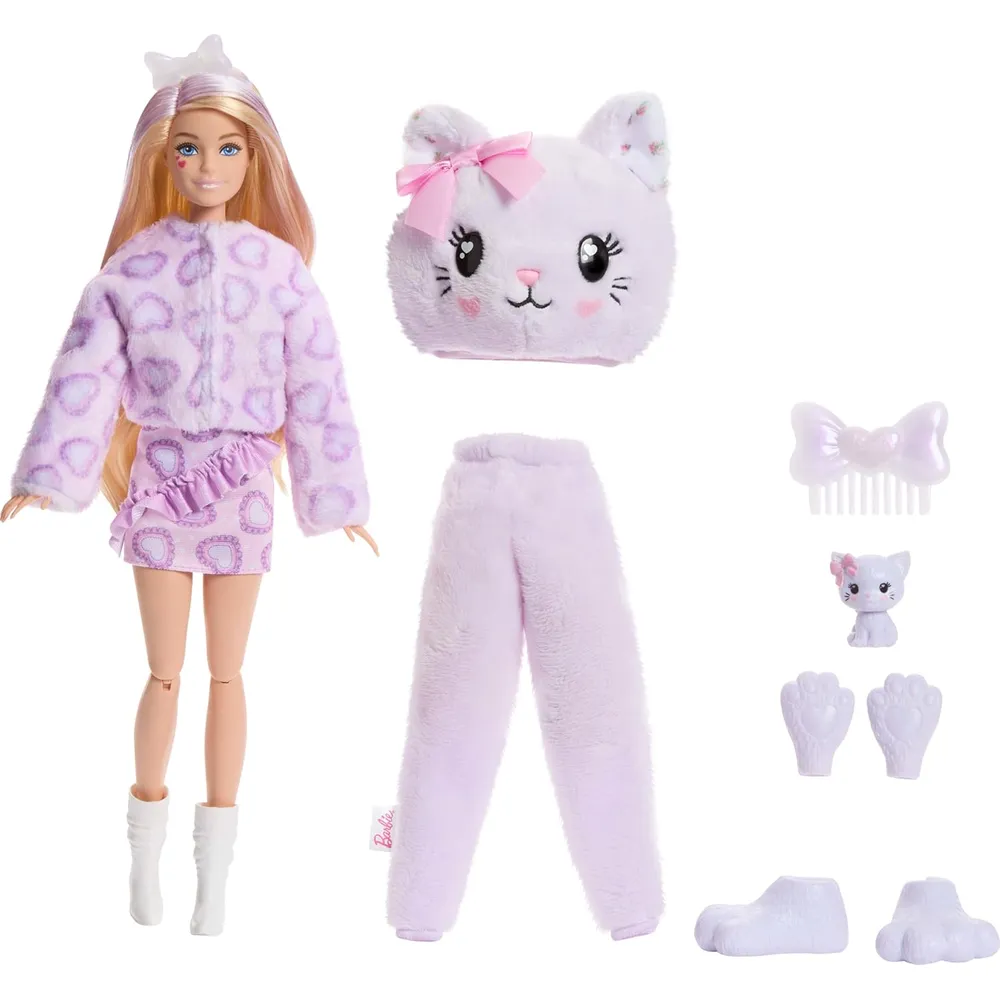 BARBIE CUTIE REVEAL GATITO CUDDLY MUÑECA CON SORPRESAS