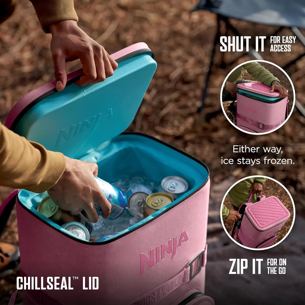Ninja mochila térmica Frostvault Go Can, 36 qt / 34,1 L | Rosado