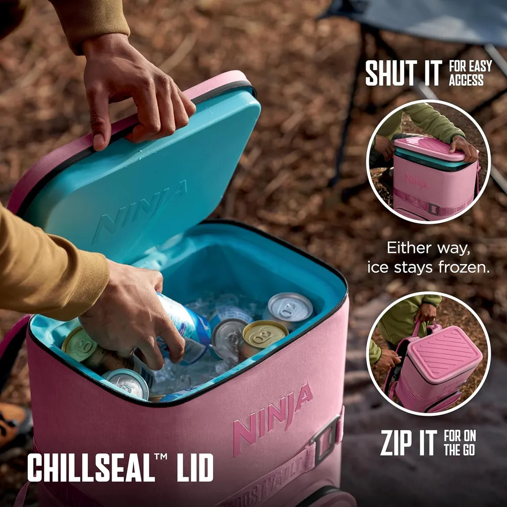 Ninja mochila térmica Frostvault Go Can, 24 qt / 22,7 L | Rosado