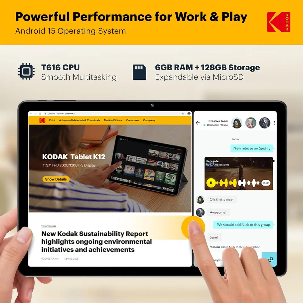 Kodak K12 tableta Full HD Android 128 GB
