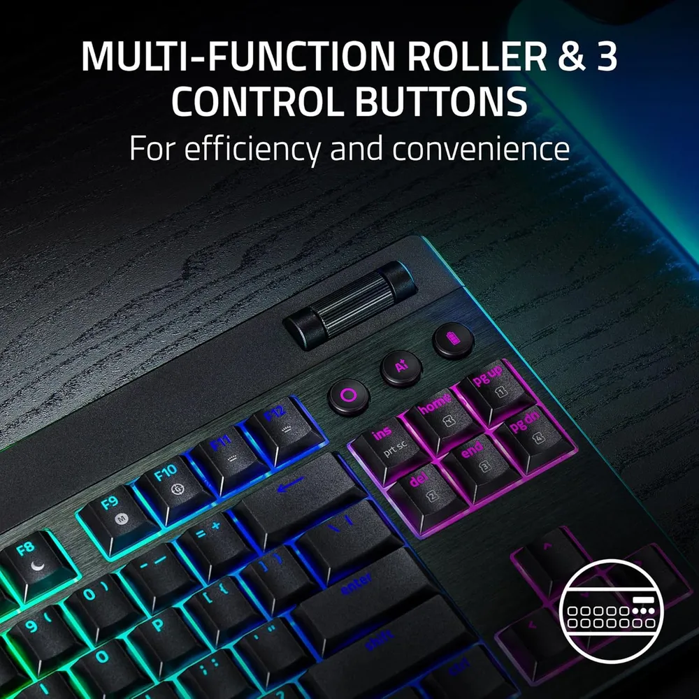TECLADO INALÁMBRICO BLACKWIDOW V4 TKL HYPERSPEED LINEALES RAZER | NEGRO
