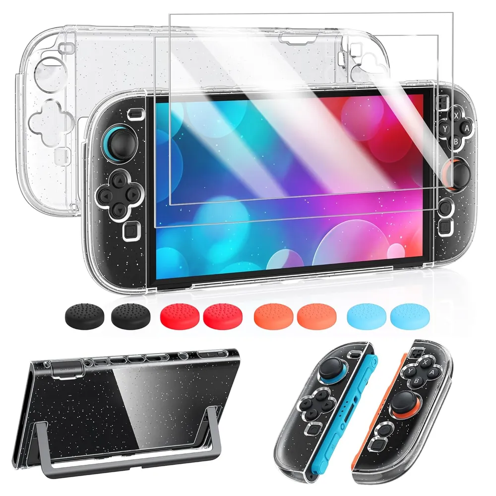 Funda Protectora Transparente con Brillos Para Nintendo Switch 2