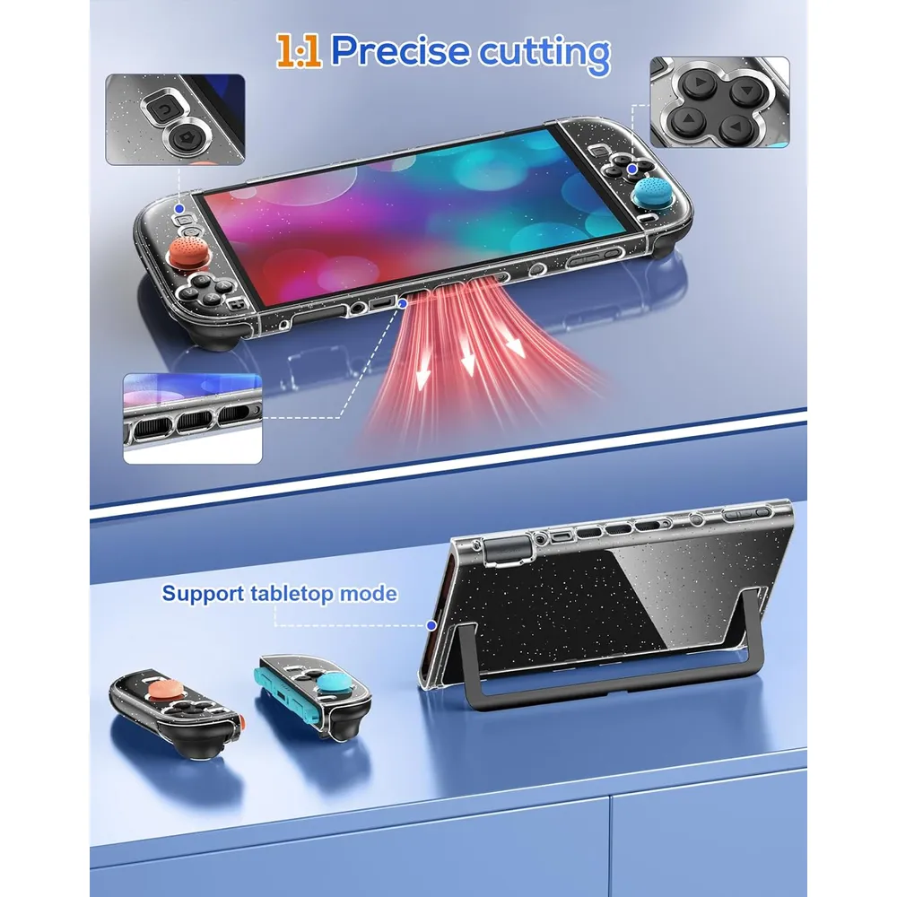 Funda Protectora Transparente con Brillos Para Nintendo Switch 2