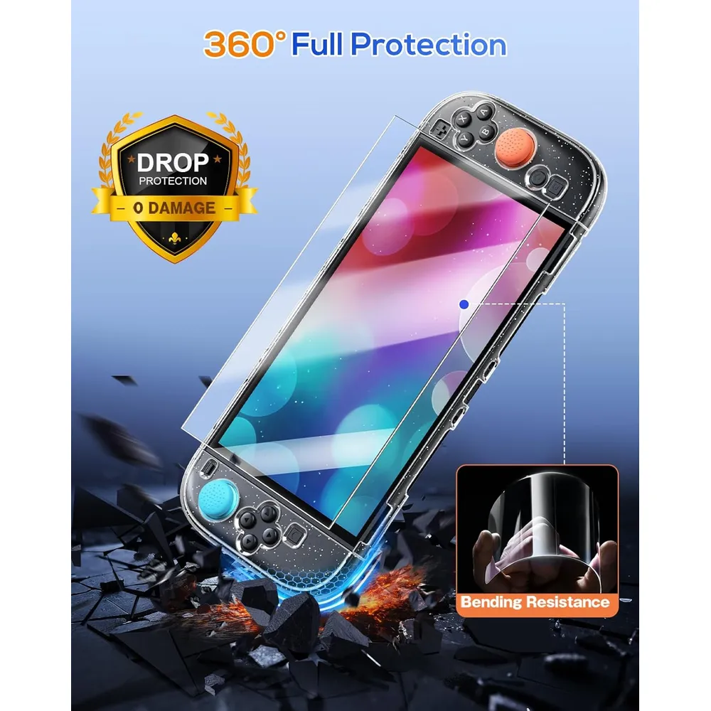Funda Protectora Transparente con Brillos Para Nintendo Switch 2