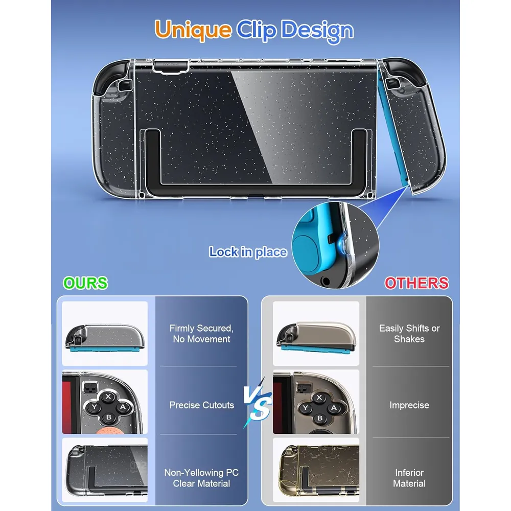 Funda Protectora Transparente con Brillos Para Nintendo Switch 2