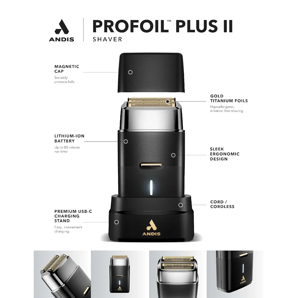 AFEITADORA ELÉCTRICA ANDIS PRO FOIL PLUS II 563616 INALÁMBRICA | NEGRO