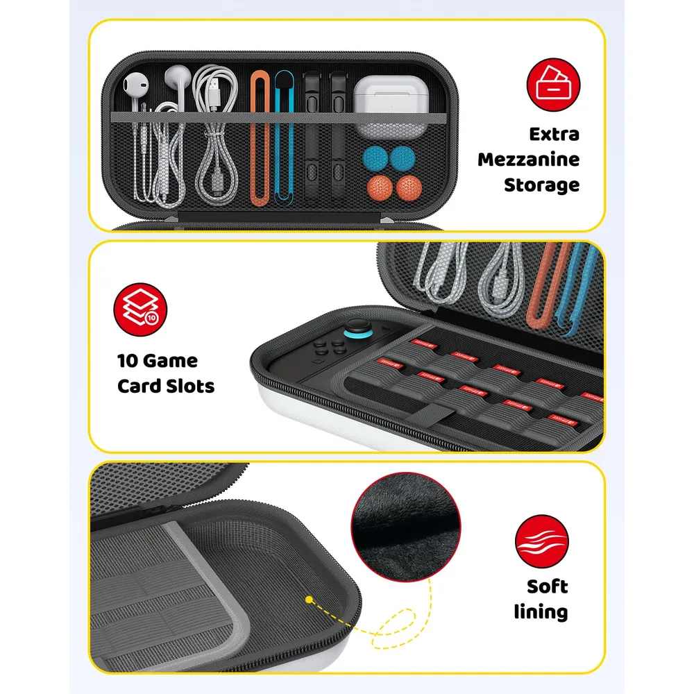 Kit de Accesorios conFunda Slim + 2 Protectores + 4 Agarres de Pulgar Para Nintendo Switch 2 | Blanco