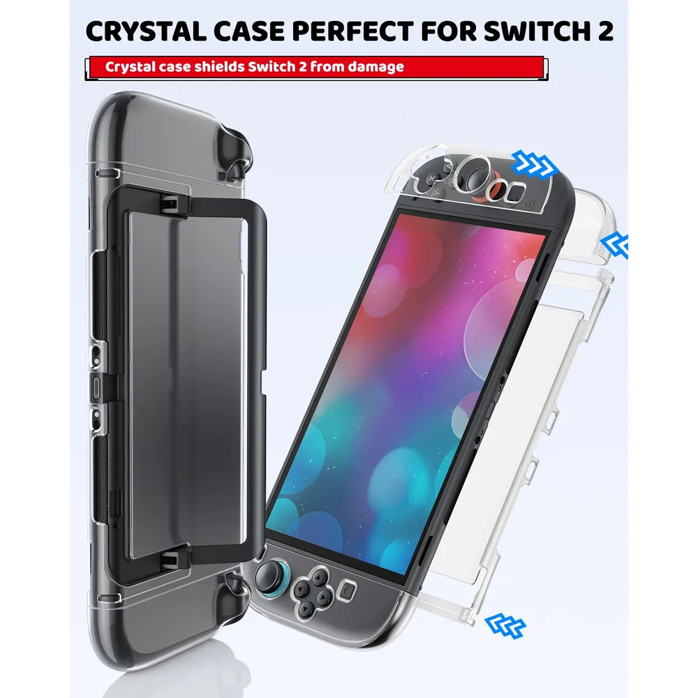 Kit de Accesorios conFunda Slim + 2 Protectores + 4 Agarres de Pulgar Para Nintendo Switch 2 | Blanco