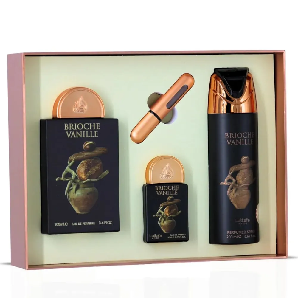 SET DE PERFUME LATTAFA PRIDE BRIOCHE VANILLE 3 PZS EDP UNISEX