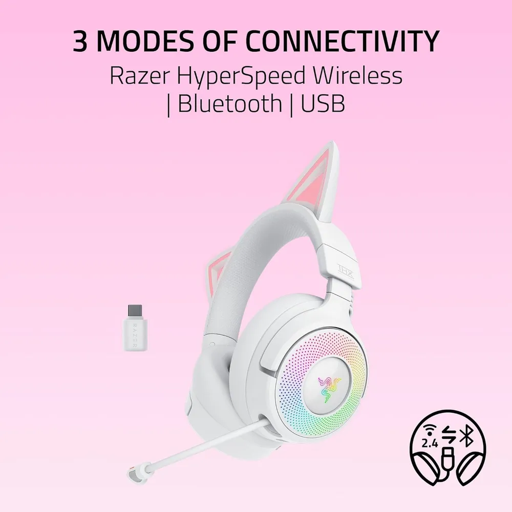 AUDÍFONOS INALÁMBRICOS KRAKEN KITTY V3 PRO RGB RAZER