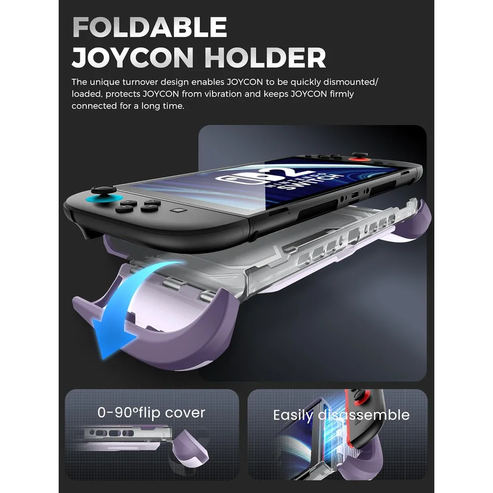 Funda Acoplable con Soporte Plegable Para Nintendo Switch 2 | Lila
