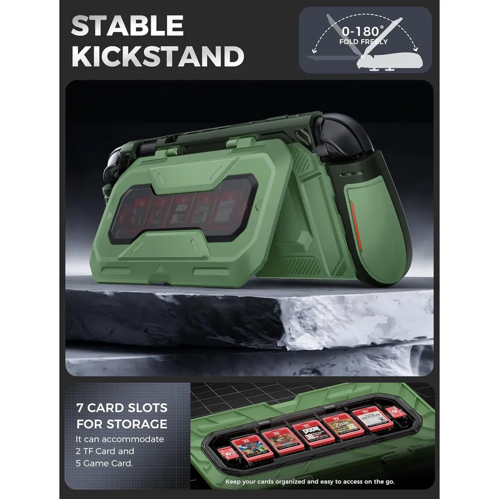 Funda Acoplable con Soporte Plegable Para Nintendo Switch 2 | Verde