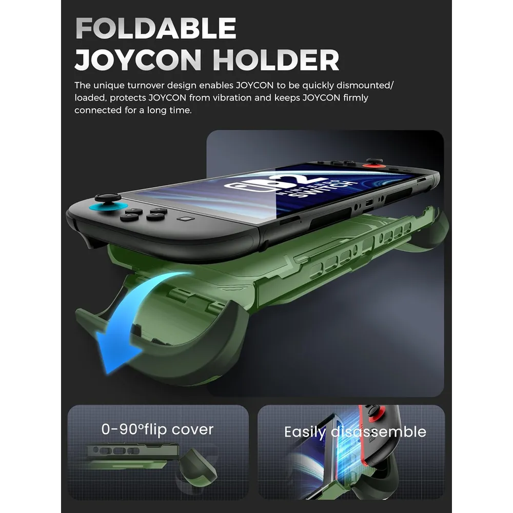 Funda Acoplable con Soporte Plegable Para Nintendo Switch 2 | Verde