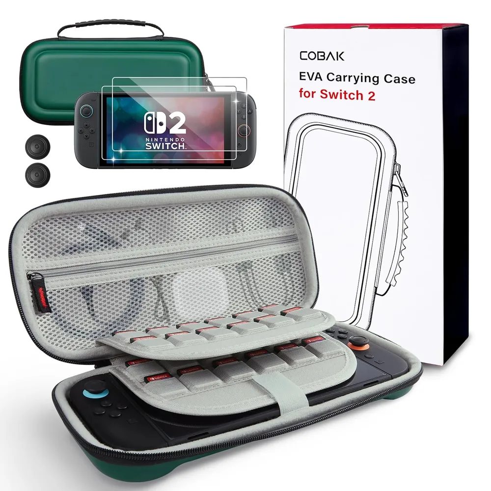 Estuche de Viaje Gran Capacidad para Nintendo Switch 2 | Verde Oscuro