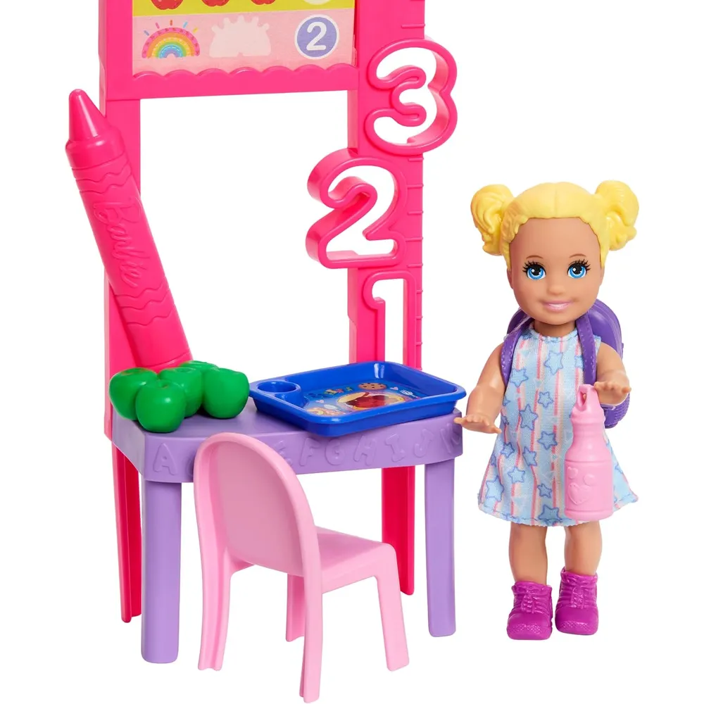 BARBIE PROFESORA MORENA CARRERAS SET MUÑECA CON NIÑA