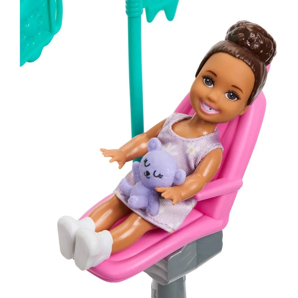 BARBIE DENTISTA SET MUÑECA RUBIA CON BEBÉ Y ACCESORIOS